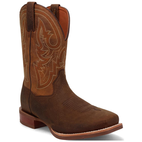 Dan Post Men's Bridgestone Chocolate & Tan Square Toe Western Boots