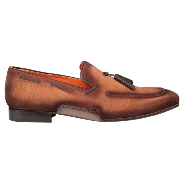 Mezlan Pavese Sport Hand-Burnished Suede Tassel Slip-On Shoes