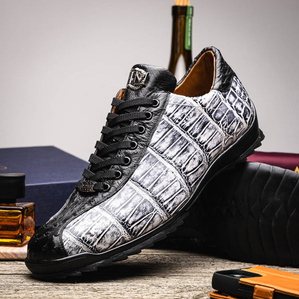 Marco Di Milano SAULO Gator/Ostrich Newspaper Fashion Sneakers