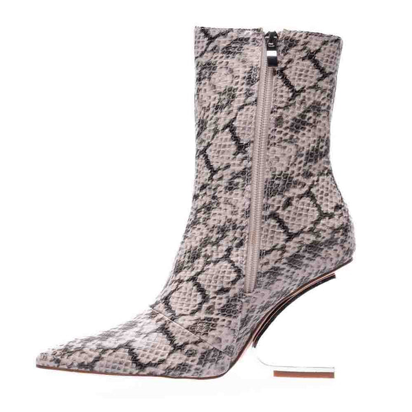 Lady Couture Natural/Snake Princess Metallic Printed Short Bootie