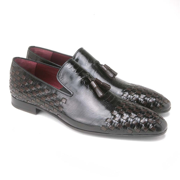 Mario Manzoni Ostrich Leg Black and Brown Woven Tassal SlipOn ...