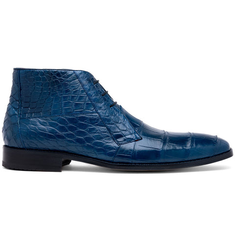 Marco Di Milano Pietro Blue Jean Alligator Lace Up Boots