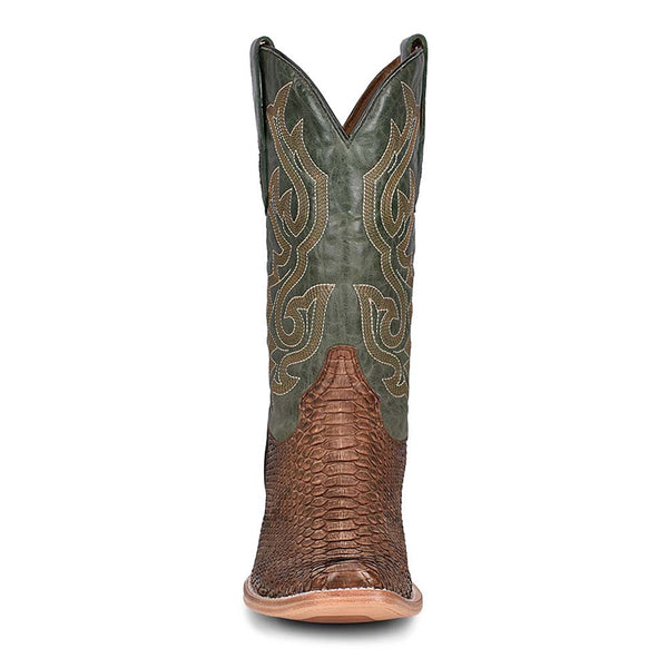Corral Men's Square Toe Brown & Green Python Leather Boots