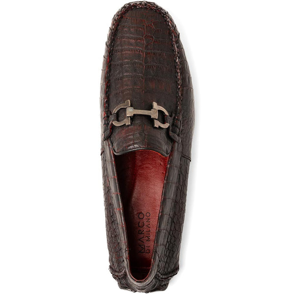 Marco Di Milano Parma Black Cherry Caiman Belly Bit Driving Loafers