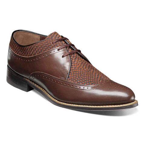 Stacy Adams DAYTON Brown Python Print Wingtip Oxford Shoes