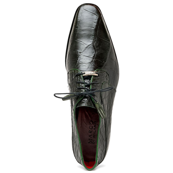 Marco Di Milano Fitipaldi Olive Alligator Derby Shoes