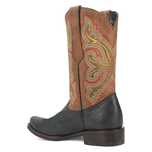 Dingo True Grit Black and Tan Snoot Toe Leather Western Boots