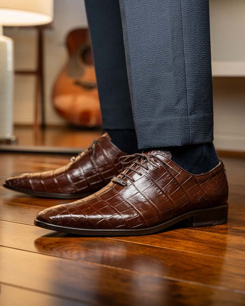 Marco Di Milano Bono Brown Alligator Dress Shoes