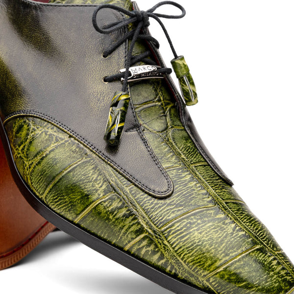 Marco Di Milano Anzio Derby Green Alligator And Calfskin Shoes