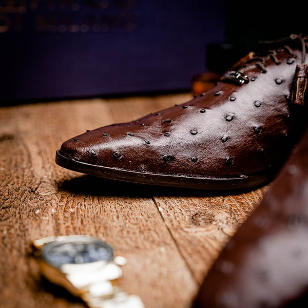 Marco Di Milano Criss Oxford Brown Ostrich Shoes