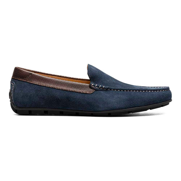 Florsheim Navy Motor Leather and Suede Moc Toe Venetian Driver Shoes