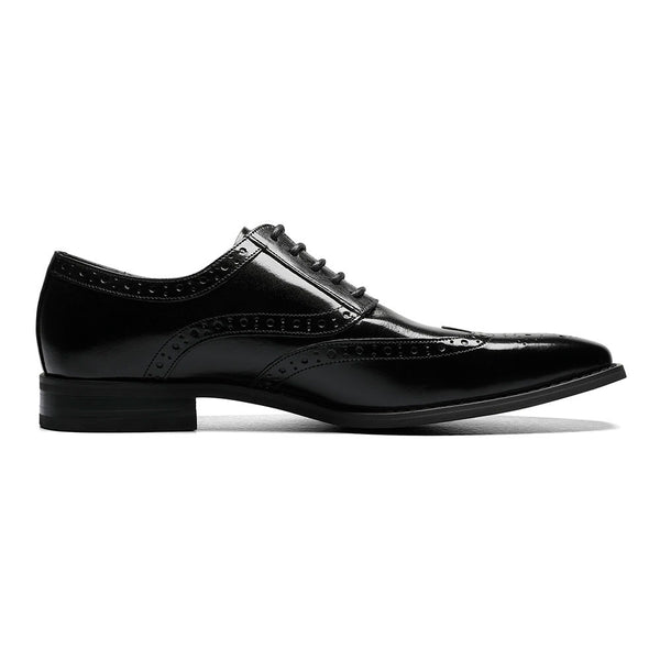 Tinsley Black Buffalo Leather Wingtip Oxfords by Stacy Adams