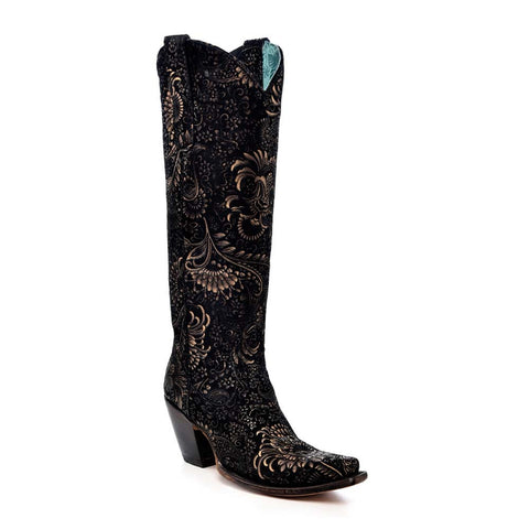 Corral Women's Western Tall Snip Toe Floral Boots