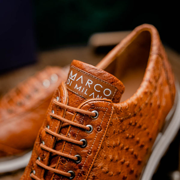 Marco Di Milano SCANNO Ostrich Antique Cognac Fashion Sneakers