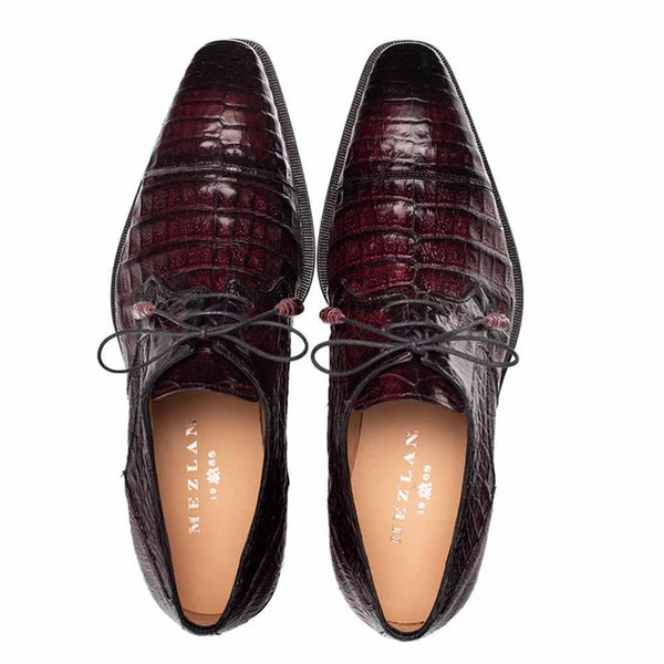 Mezlan Giovane Fuscus Cap Toe Derby Burgundy Crocodile Shoes