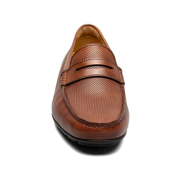 Florsheim Cognac Print Leather Weaved Moc Toe Penny Driver