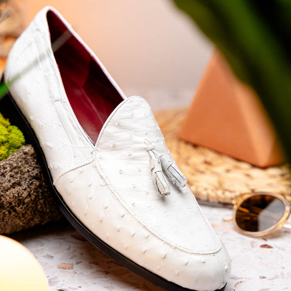 Marco Di Milano Aubiere White Ostrich Loafers