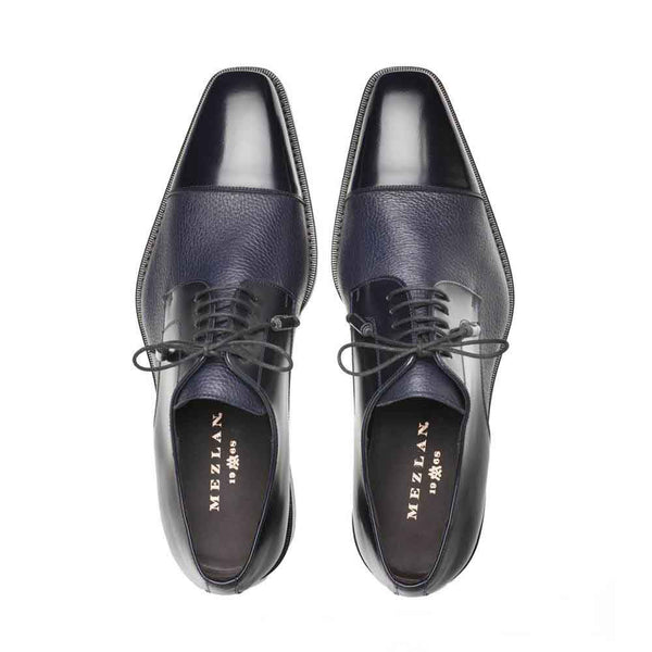 Mezlan Soka Navy Blue Deerskin & Calf Lace-Up