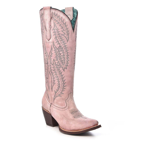 Corral Women’s Tall Knee-High Rose Pink Embroidery Boots