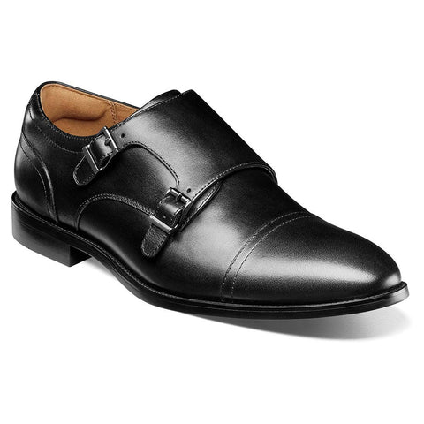 Florsheim Rucci Cap Toe Double Monk Strap Men’s Black Smooth Dress Shoes