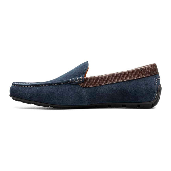 Florsheim Navy Motor Leather and Suede Moc Toe Venetian Driver Shoes