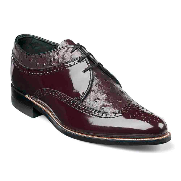 Stacy Adams Dayton Burgundy Ostrich Print Oxford