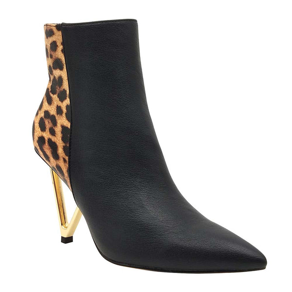 Lady Couture Gia Black Leopard Pointed Toe Booties with a 3.5" Heel"