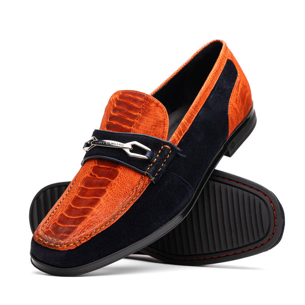 Marco Di Milano Hugo Ostrich Orange/Navy Loafers