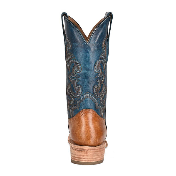 Corral Men's Horseman Toe Sand & Navy Blue Embroidered Boots