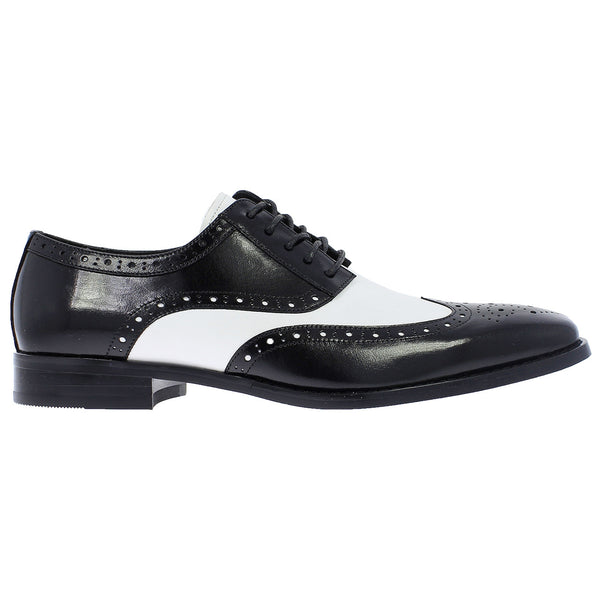 Tinsley Black & White Buffalo Leather Wingtip Oxfords by Stacy Adams