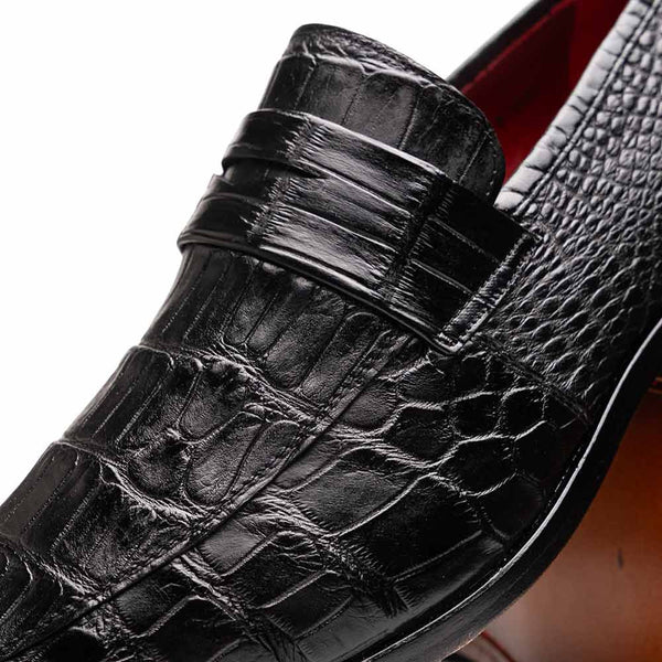 Marco Di Milano Matteo Black Alligator Penny Loafers