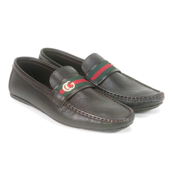 Sigotto Uomo Brown Soft Leather Driving Loafer with CG Stripe