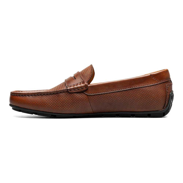 Florsheim Cognac Print Leather Weaved Moc Toe Penny Driver