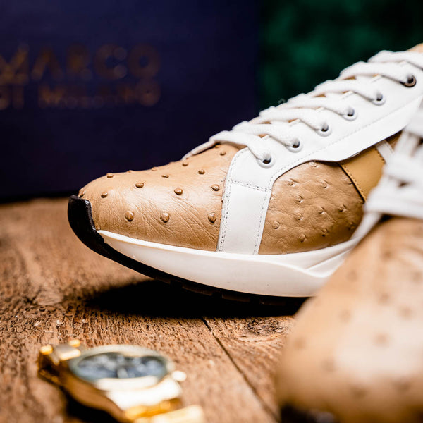 Marco Di Milano LYON II Ostrich and Calfskin Orix/White Sneakers