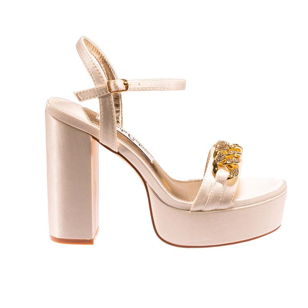 Lady Couture DANCE Ivory Platform Sandal With Chain Ornament