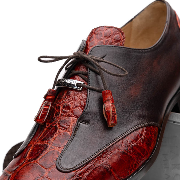 Marco Di Milano Anzio Derby Cognac Alligator And Calfskin Shoes