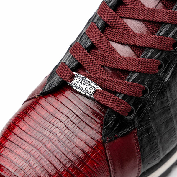 Marco Di Milano PORTICI Caiman Lizard Wine/Black Sneakers