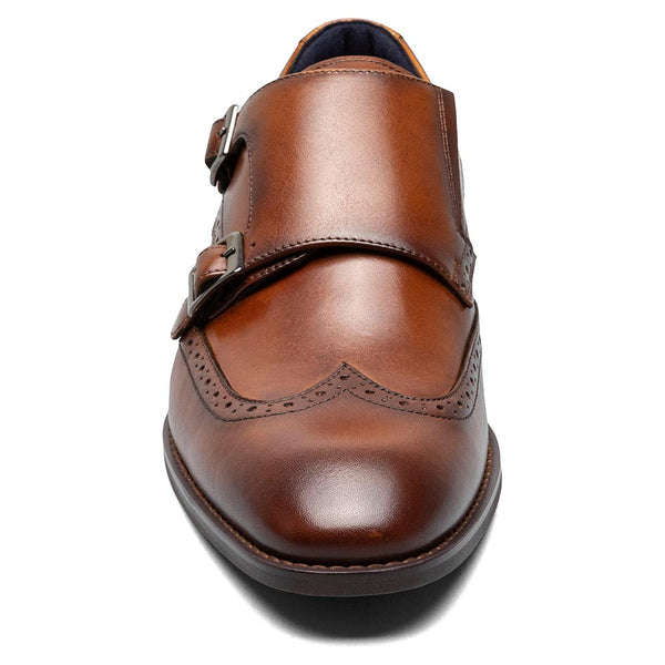 Stacy Adams Karson Cognac Wingtip Double Monk Strap Shoes