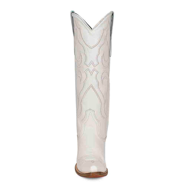 Corral Pure White Inlay & Pullup Strap Snip Toe Western Boots