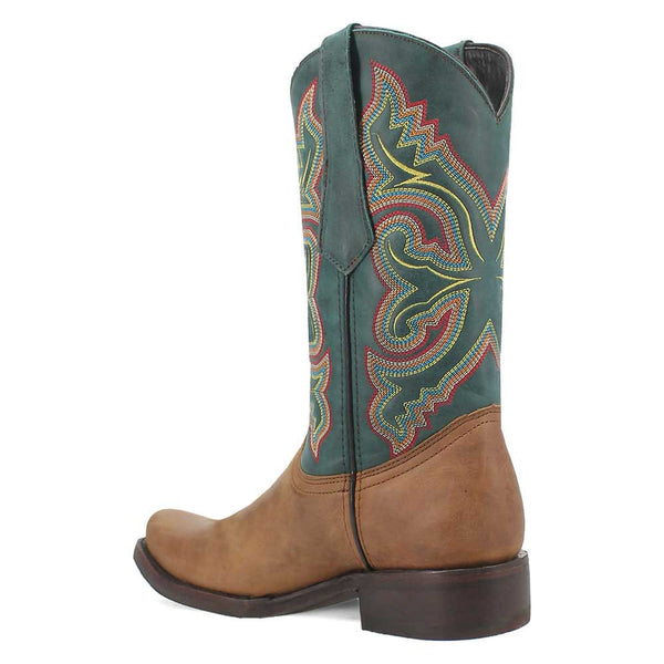 Dingo True Grit Tan and Green Snoot Toe Leather Western Boots