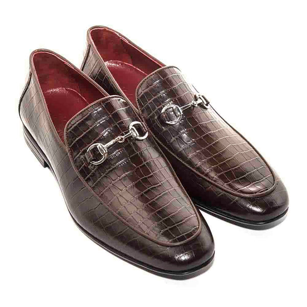 SIGOTTO UOMO Crocodile Print Brown Leather Loafer – shoeclassix.com