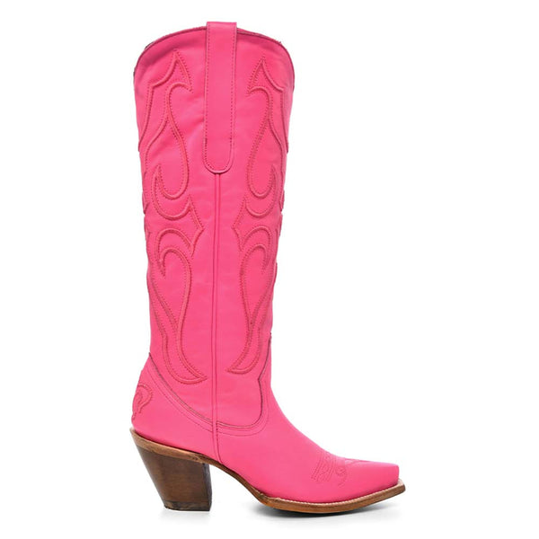 Corral Women’s Tall Inlay Snip Toe Fuchsia & Stitch Pattern Boots