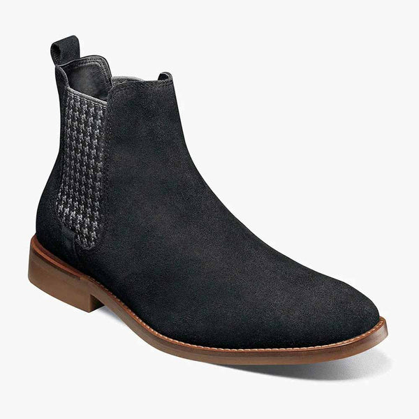 Stacy Adams GABRIEL Black Suede Plain Toe Chelsea Boots