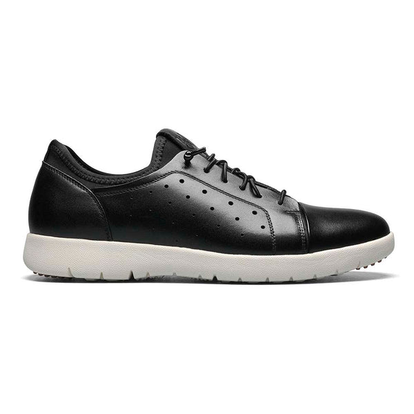 Stacy Adams Halden Black Smooth Leather Cap Toe Elastic Lace Up Mens Sneaker