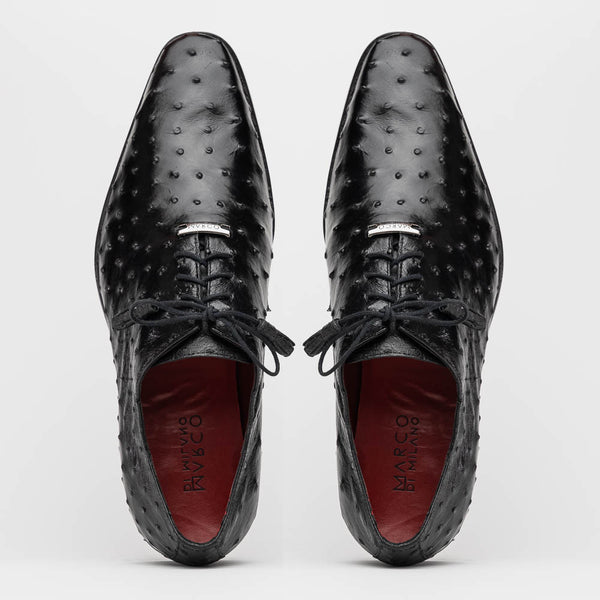 Marco Di Milano Criss Oxford Black Ostrich Shoes