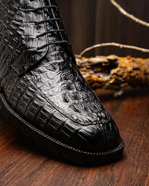 Marco Di Milano Martinelli Genuine Caiman Black Lace-Up Chukka Boots