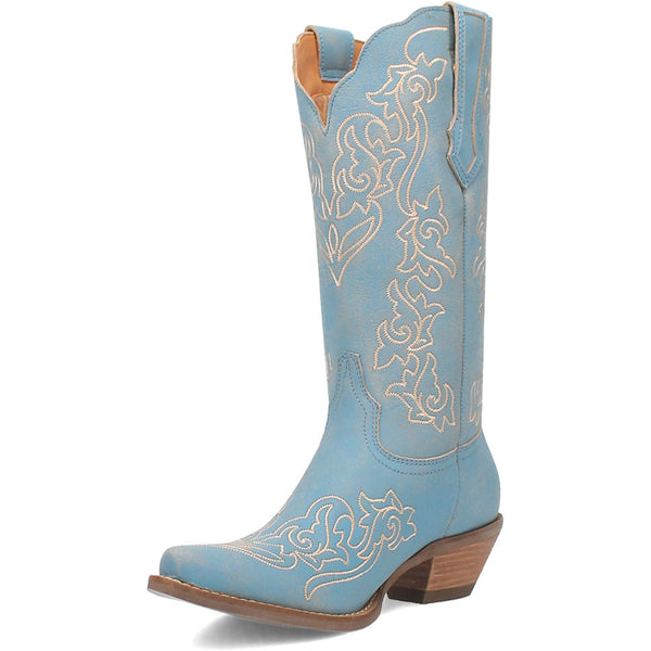 Dingo's Flirty N' Fun Blue Almond Toe Leather Boots