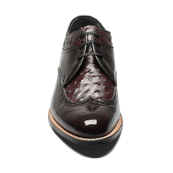 Stacy Adams Dayton Burgundy Ostrich Print Oxford