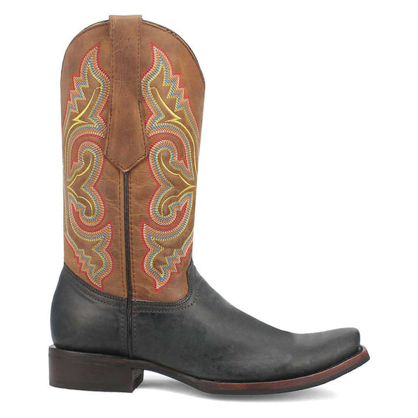 Dingo True Grit Black and Tan Snoot Toe Leather Western Boots