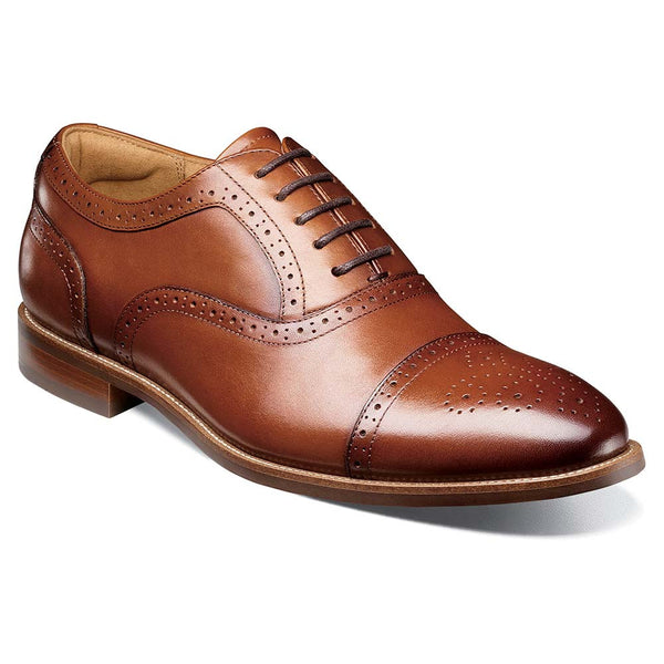 Florsheim Rucci Cap Toe Balmoral Cognac Laced Oxford Shoes